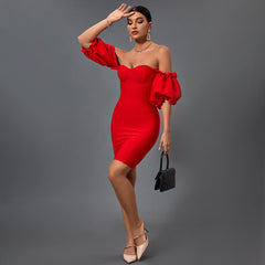 Off Shoulder Backless Mini Bandage Dress