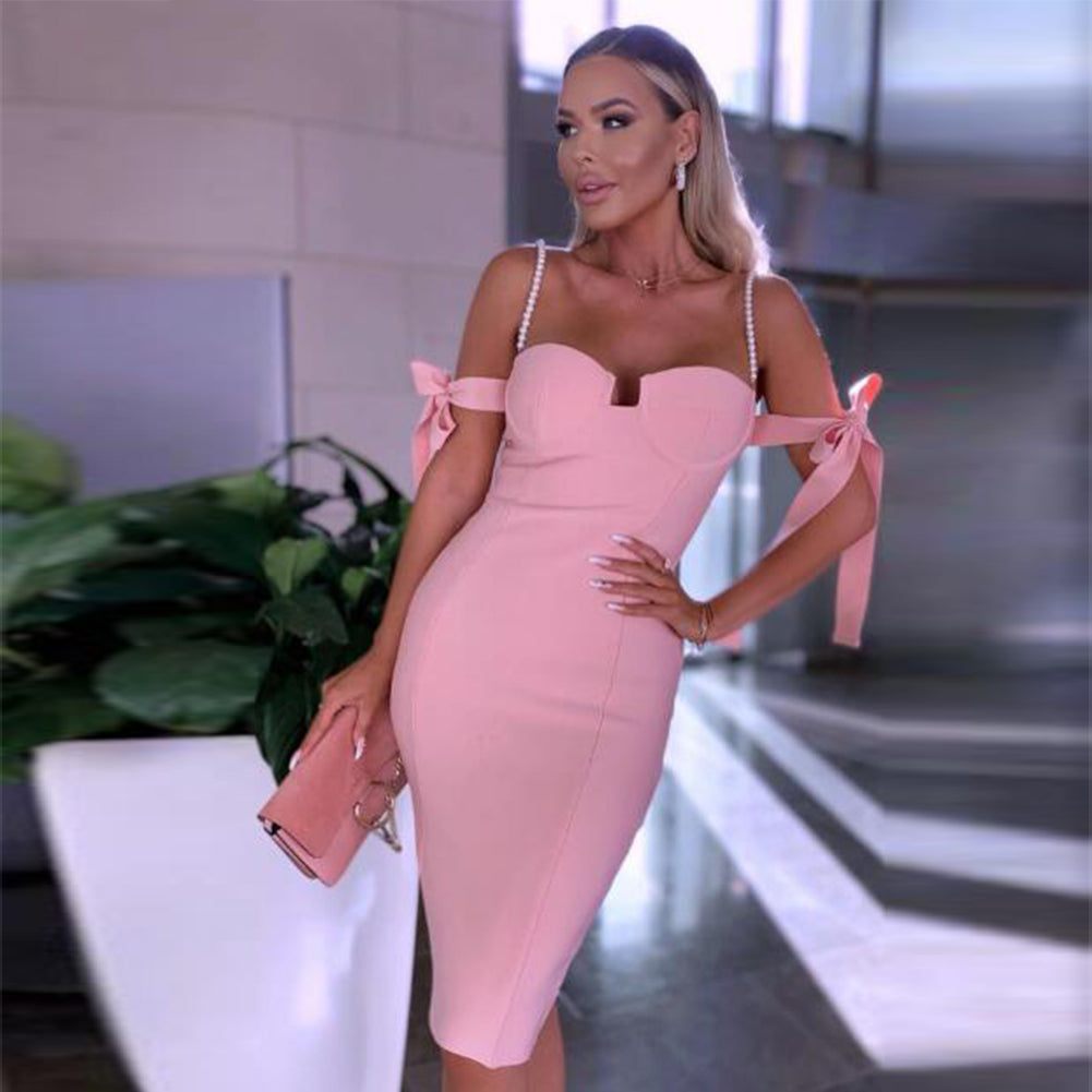 Strappy Short Sleeve Tie Bandage Dress