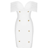 Off Shoulder Short Sleeve Wrinkled Mini Bandage Dress