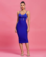 Strappy Mesh Midi Bandage Dress