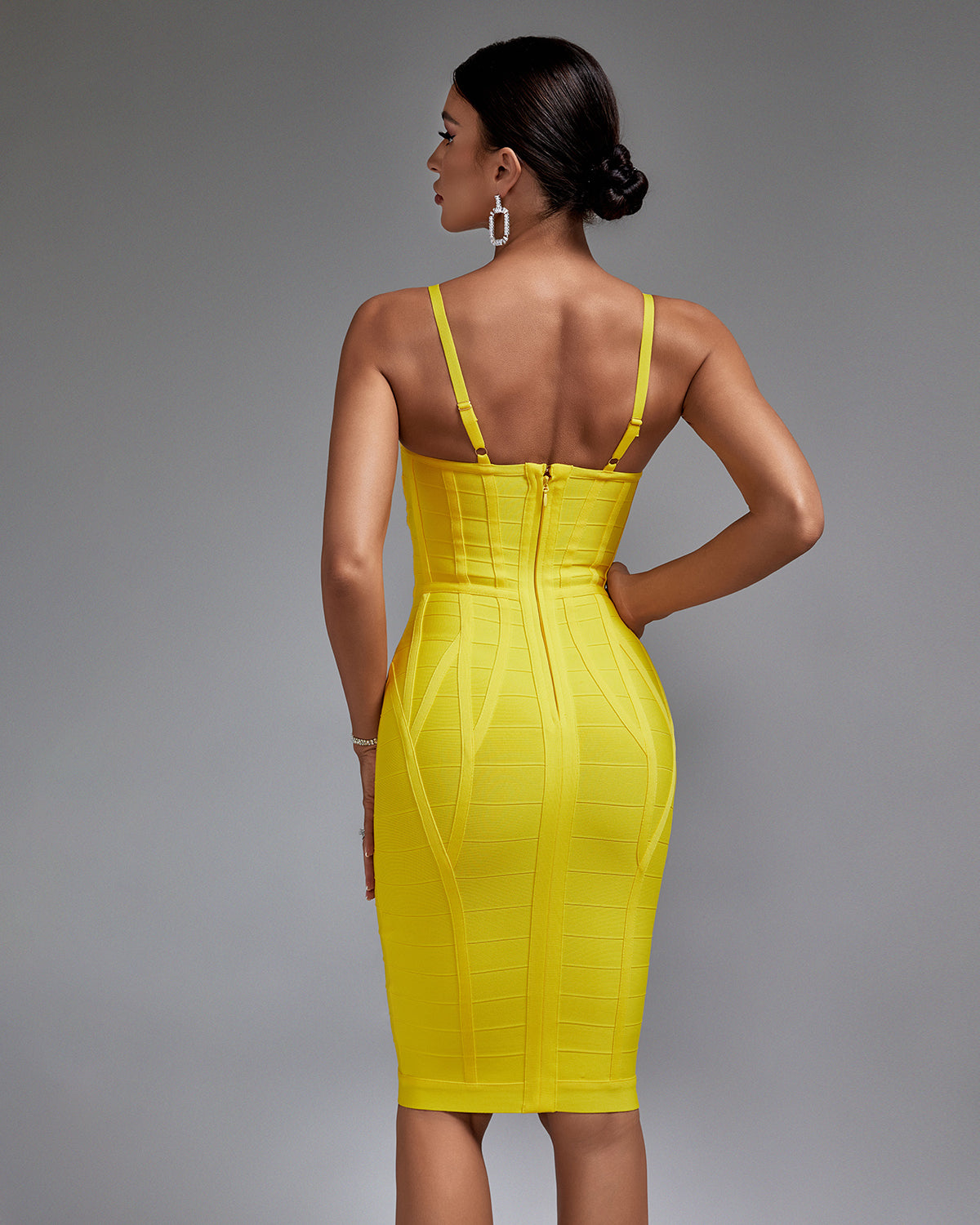 Strappy Stripe Backless Bandage Dress