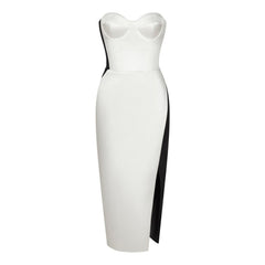 Strapless Sleeveless Splicing Over Knee Bandage Dress