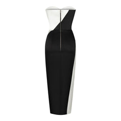 Strapless Sleeveless Splicing Over Knee Bandage Dress