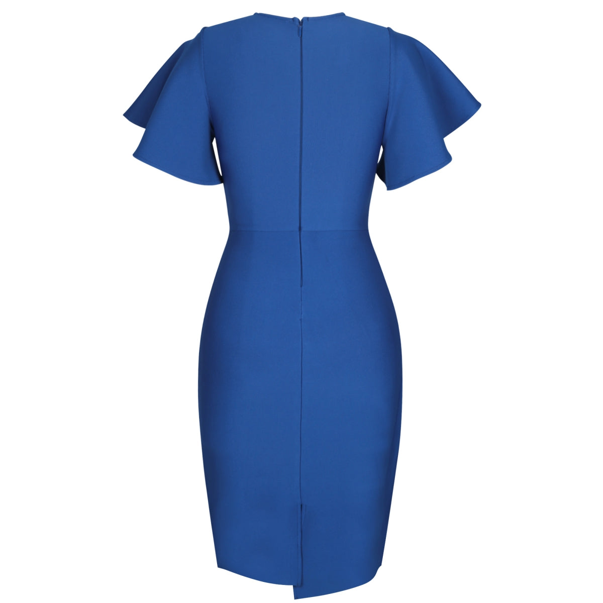 Round Neck Short Sleeve Frill Bandage Dress