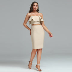 Strapless High Waist Hollow Out Bandage Dress