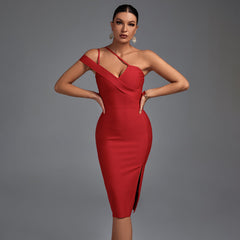 Sleeveless Asymmetrical Slit Bandage Dress