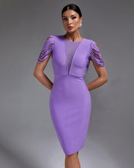 Lavender Cut Out Midi Bandage Dress