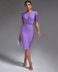 Lavender Cut Out Midi Bandage Dress