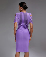 Lavender Cut Out Midi Bandage Dress