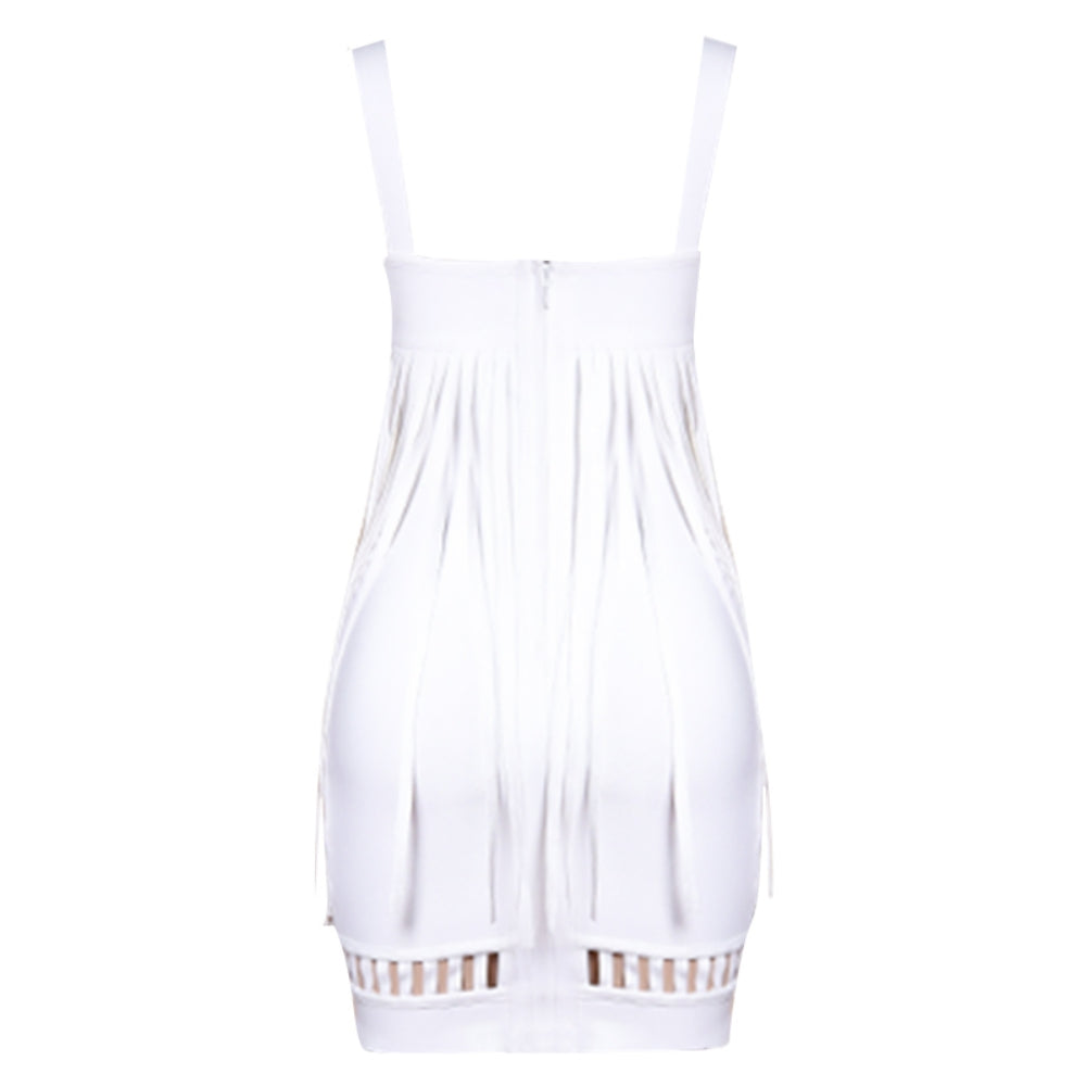 Strappy Sleeveless Mini Tassels Bandage Dress