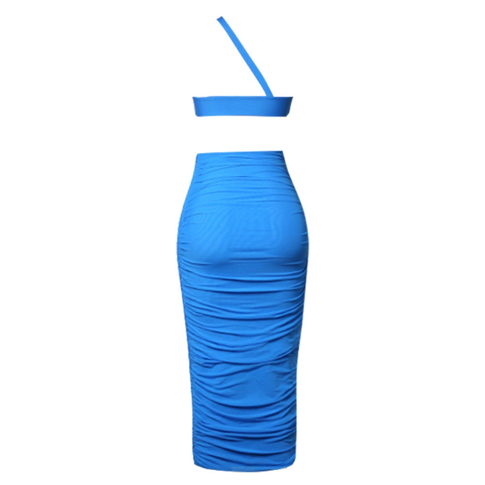 One Shoulder Sleeveless Midi Hollow out Bandage Dress