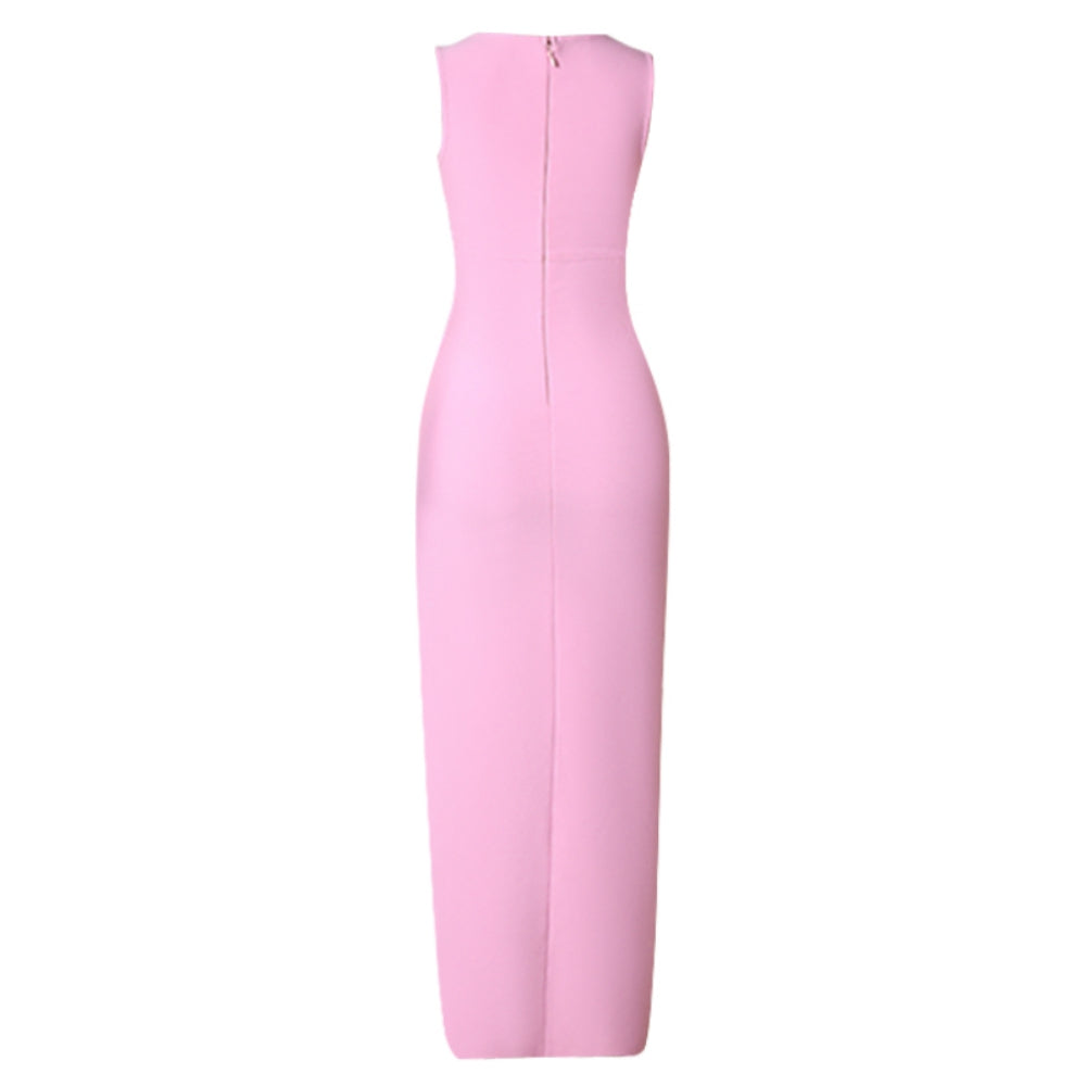 Strappy Sleeveless Maxi Rhinestone Bandage Dress