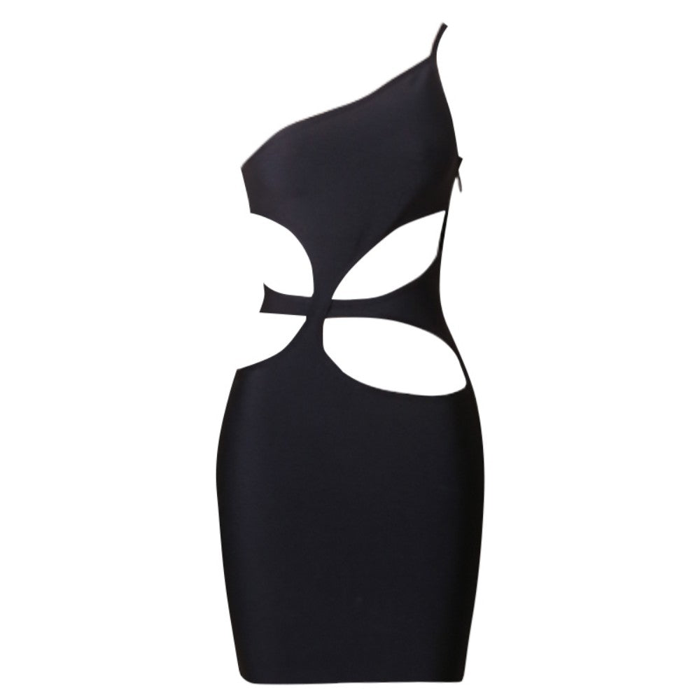 One Shoulder Sleeveless Mini Cut Out Bandage Dress