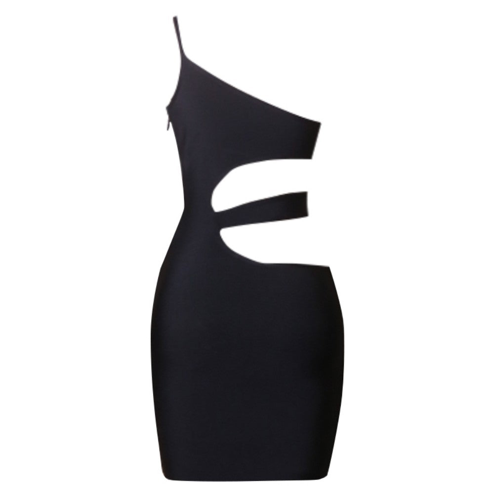 One Shoulder Sleeveless Mini Cut Out Bandage Dress