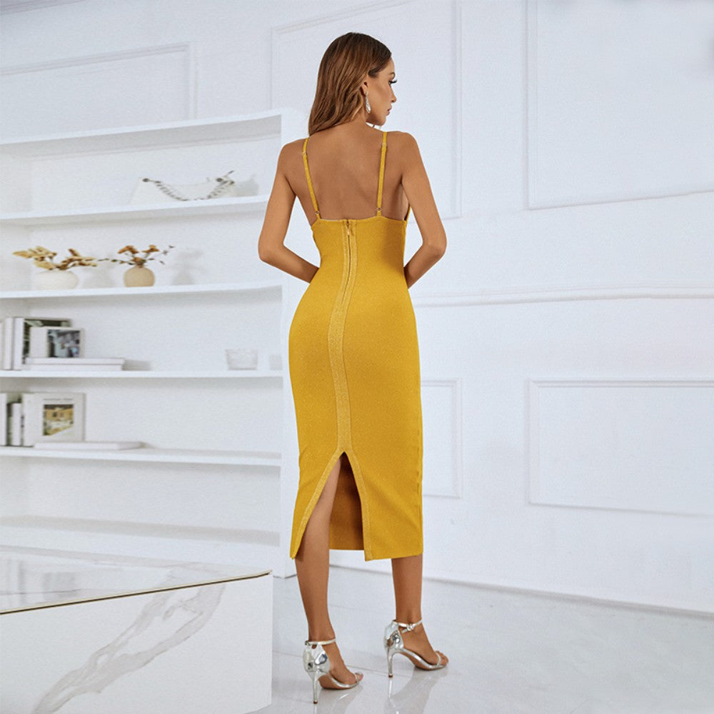 Strappy Sleeveless Midi Backless Bandage Dress