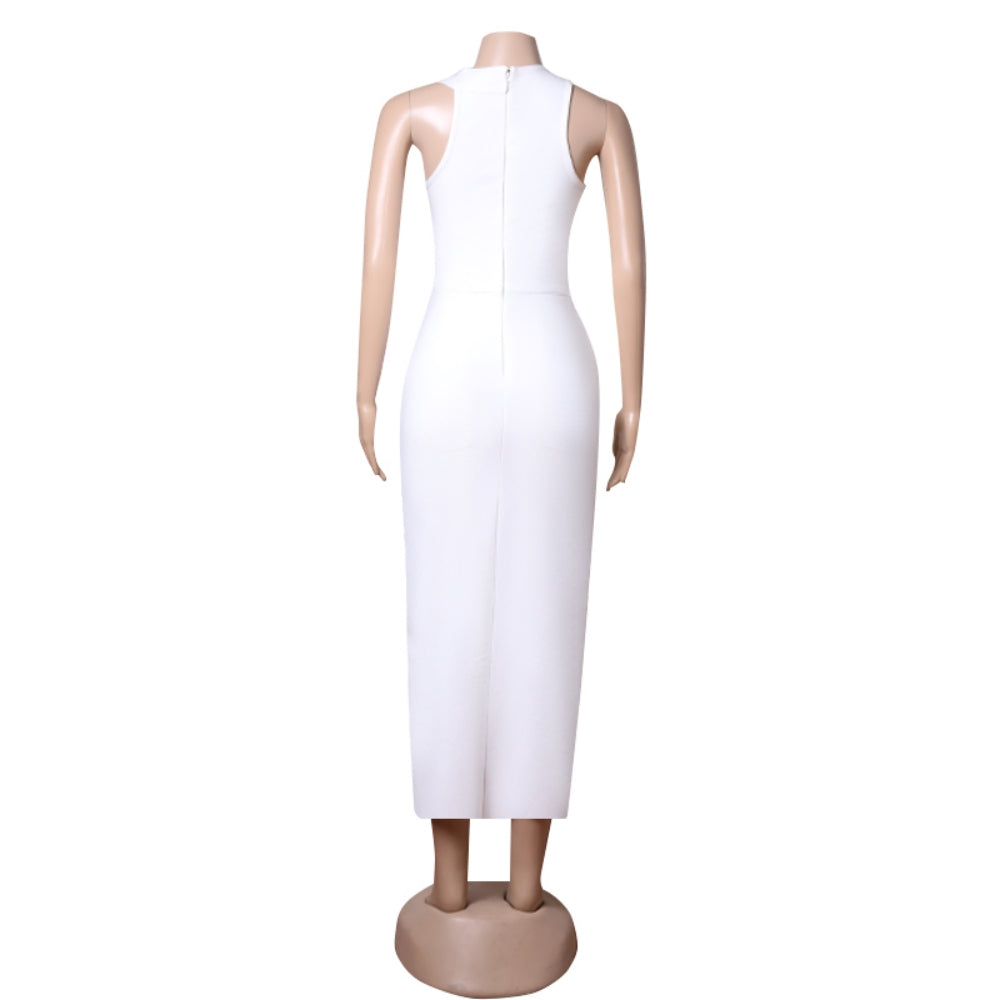 Sleeveless Hollow out Midi Bandage Dress