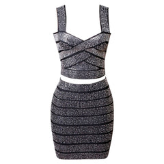 Strappy Sleeveless Rhinestone Bandage Set