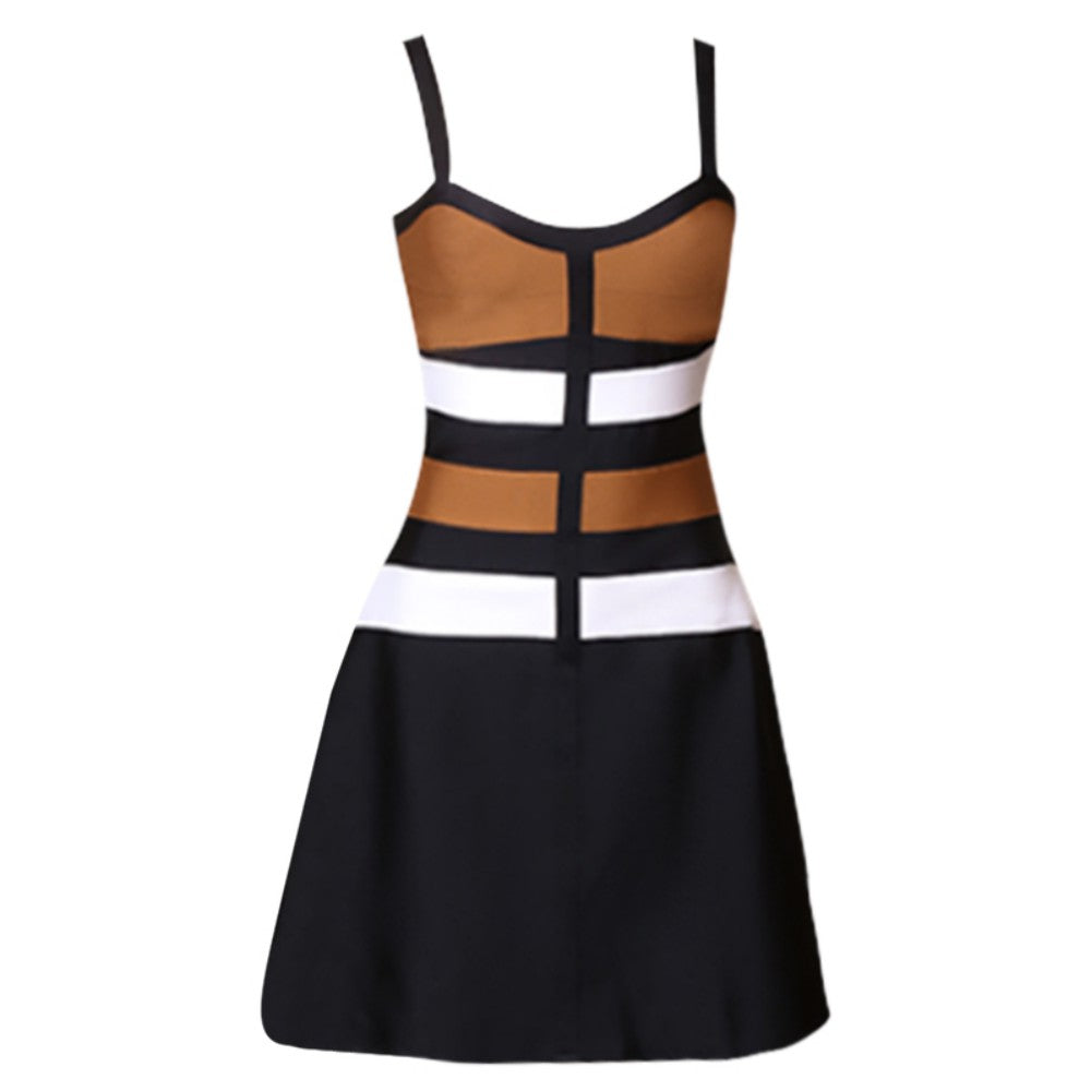 Strappy Sleeveless Mini Splicing Bandage Dress