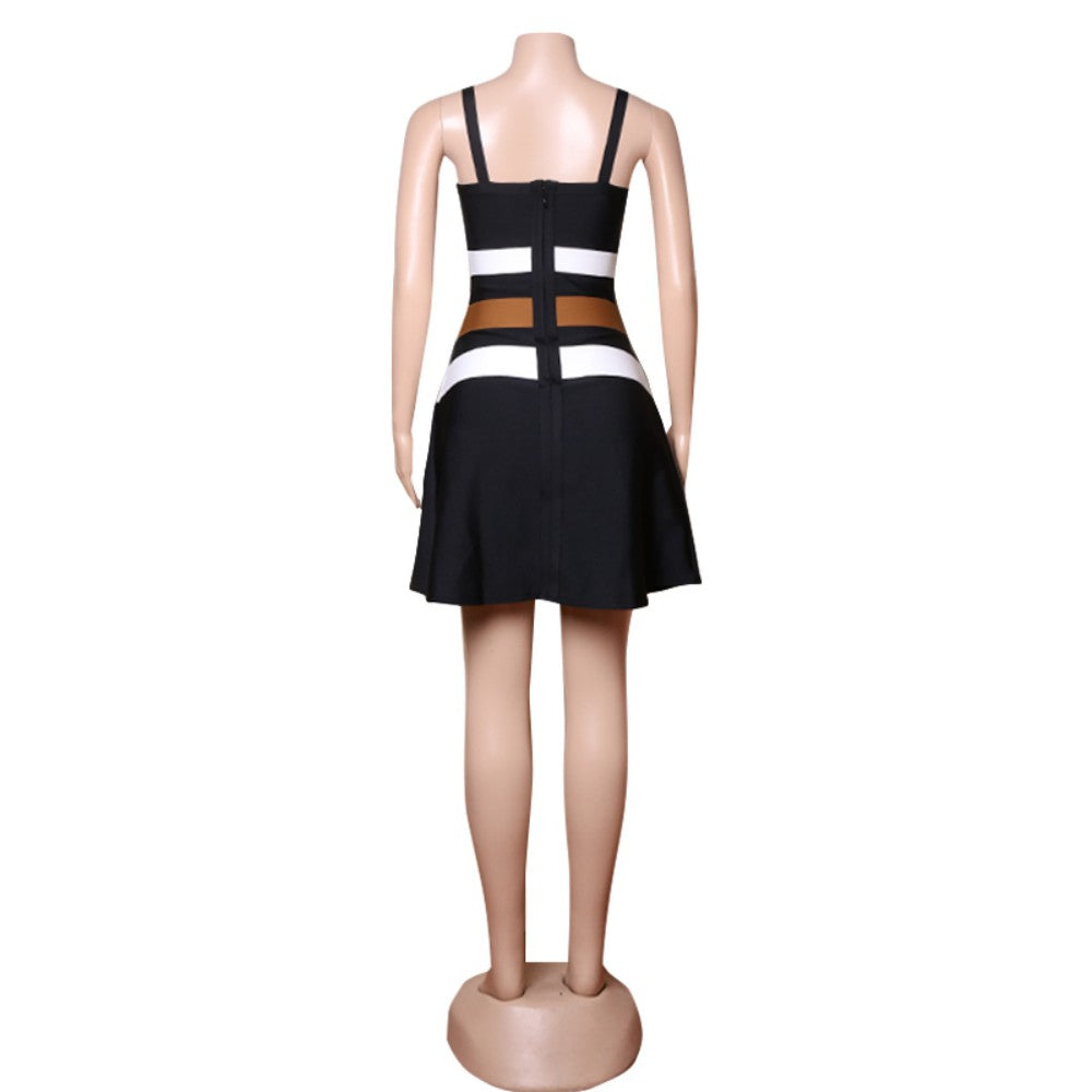 Strappy Sleeveless Mini Splicing Bandage Dress