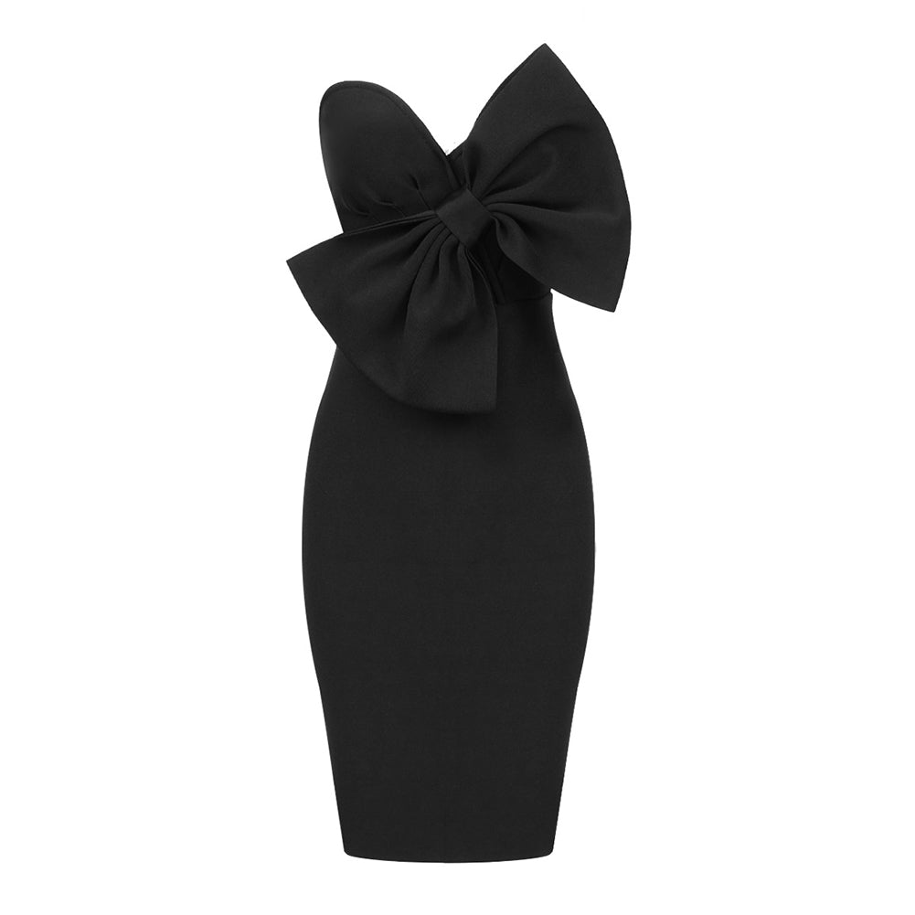 Strapless Bow-knot Midi Bodycon Dress