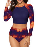 Tie Dye Purple 2 Piece Sun Protection Bikini Swimwear