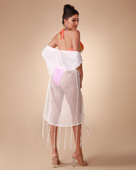 White Tassel Cutout Sexy Beach Cover