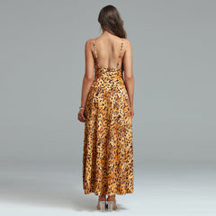 Strappy Leopard Print Maxi Dress With Belt