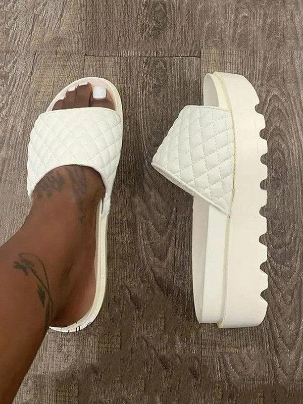 Solid Color Platform Slippers