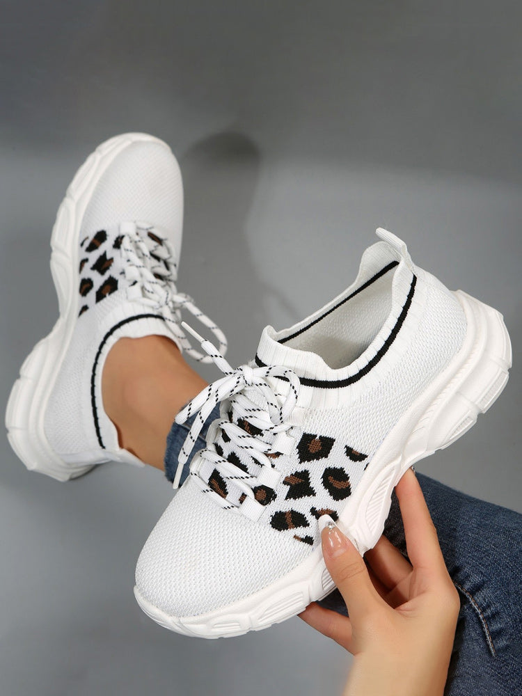 Leopard Solid Patchwork Sneakers