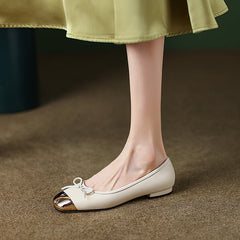 Falon Beige Ballet Flats with Bow