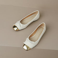 Falon Beige Ballet Flats with Bow