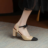 Alisa Cap Toe Chunky Low Heel Pumps with Bow