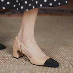 Blake Cap Toe Chunky Heel Slingbacks Pumps