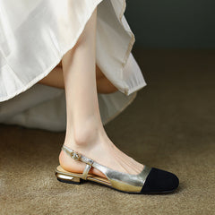 Frady Cap Toe Slingback Flats Gold