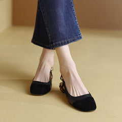 Frady Cap Toe Black Slingback Flats