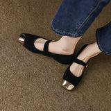 Fanny Black Suede Mary Jane Shoes