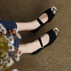 Fanny Black Suede Mary Jane Shoes