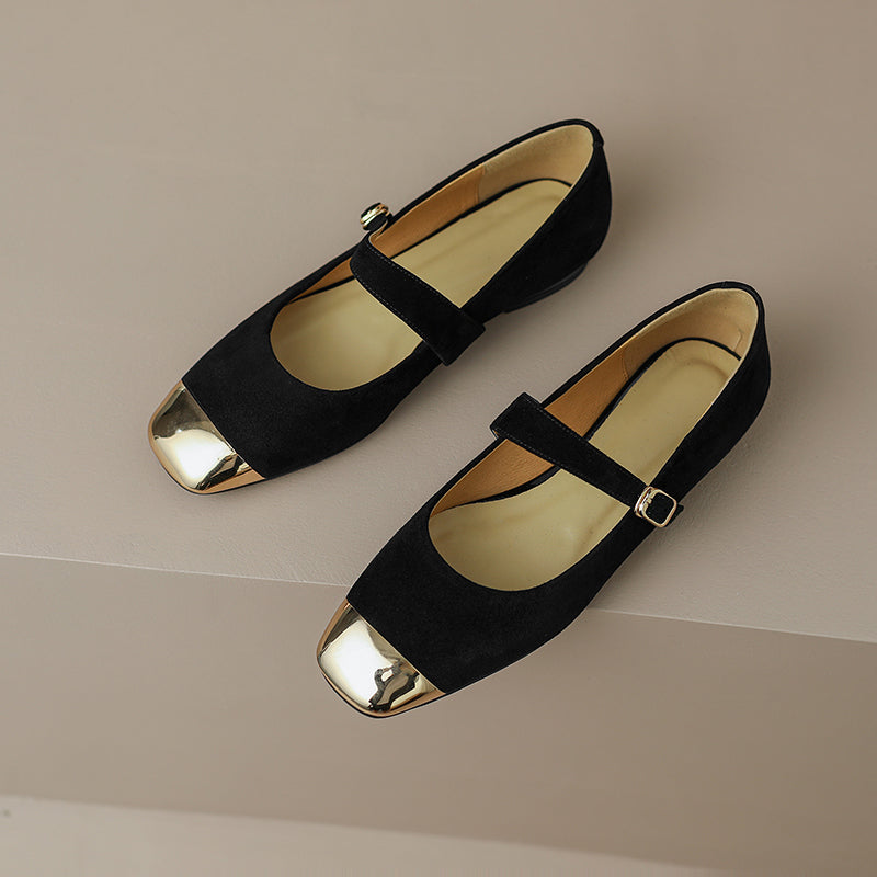 Fanny Black Suede Mary Jane Shoes