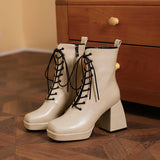 Brooke Lace up Chunky Ankle Boots
