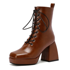 Brooke Lace up Chunky Ankle Boots