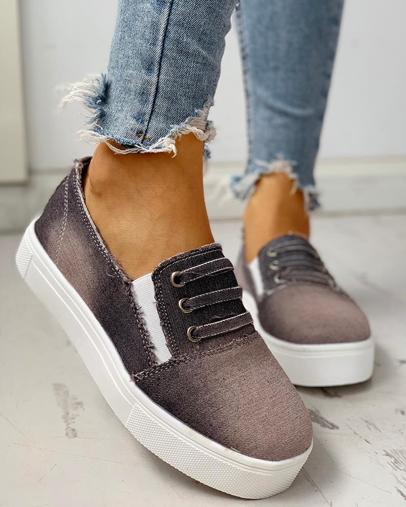 Eyelet Detail Flat Casual Shoes