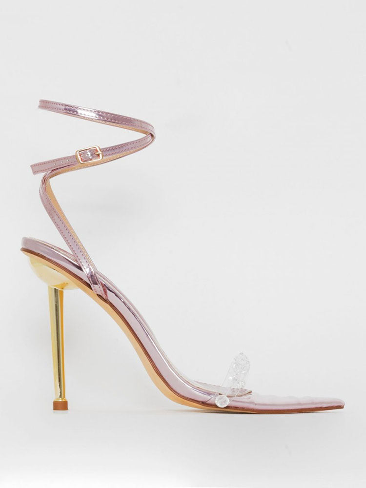 Metallic Clear Gem Stiletto Heels