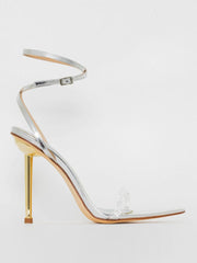 Metallic Clear Gem Stiletto Heels