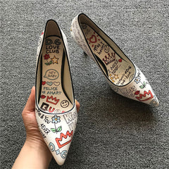 Berna Emoji Print Heels