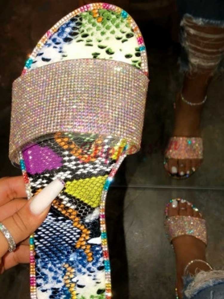 Crystal Glitter Flat Bling Slippers