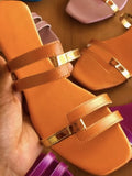 Casual Color Block Flat Heel Sandals