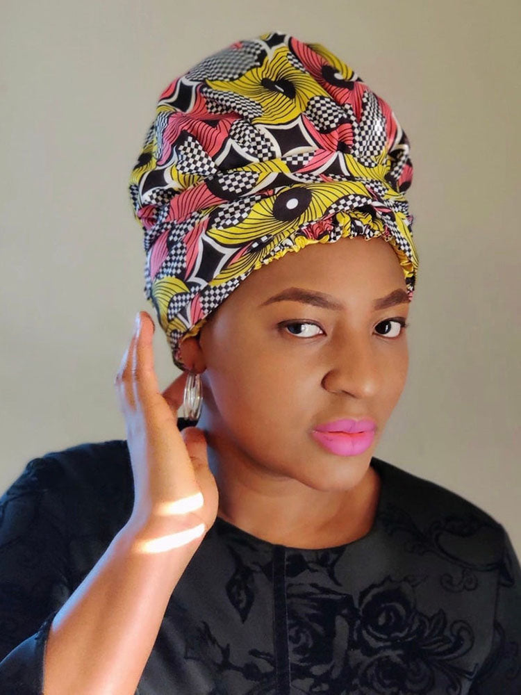 Printed Double Layer Satin Headwrap