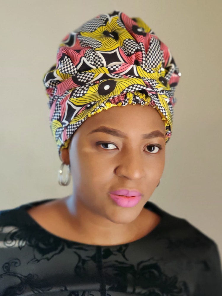 Printed Double Layer Satin Headwrap