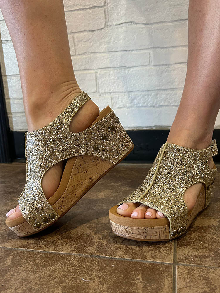 Glitter Wedges Sandals