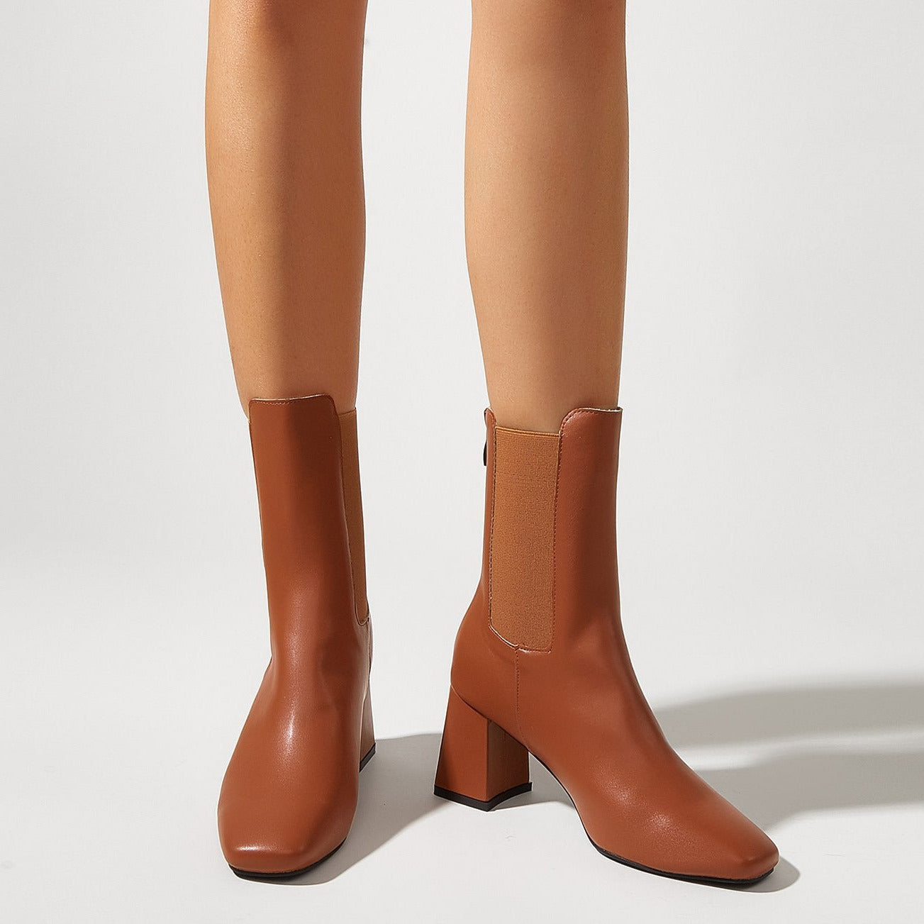 Chunky Heel Short Boots